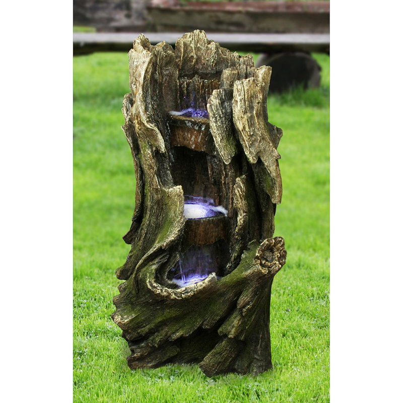resin turtle cove cascading sculptural fountain with led light